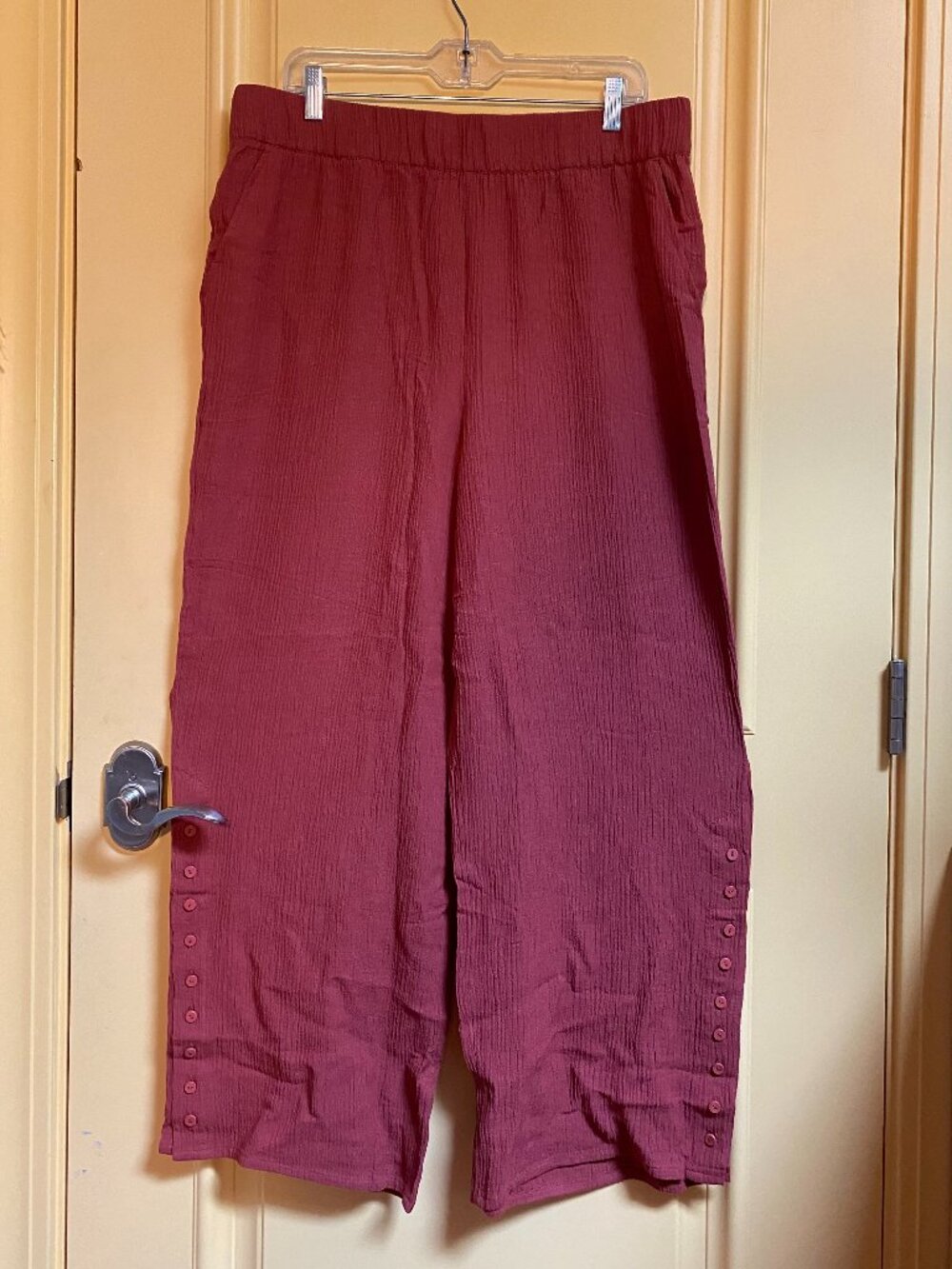 Soft Surroundings Oceo Gauze Wide-Leg Pants L Tandoori Spice Color